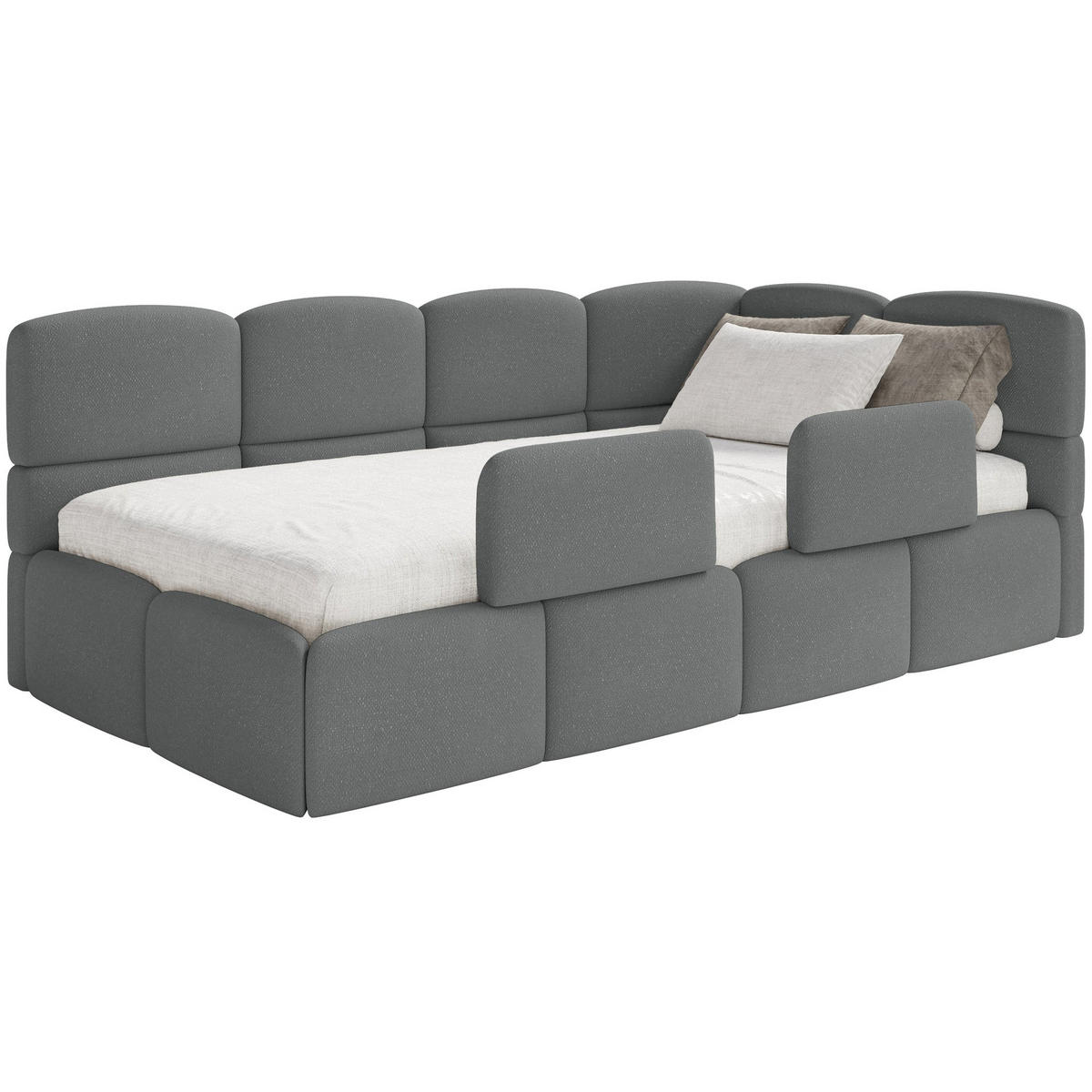 KINDERBETT Cloudy Dunkelgrau 120 cm, Chenille - Dunkelgrau/Schwarz, Kunststoff/Textil (120/200cm) - Selsey