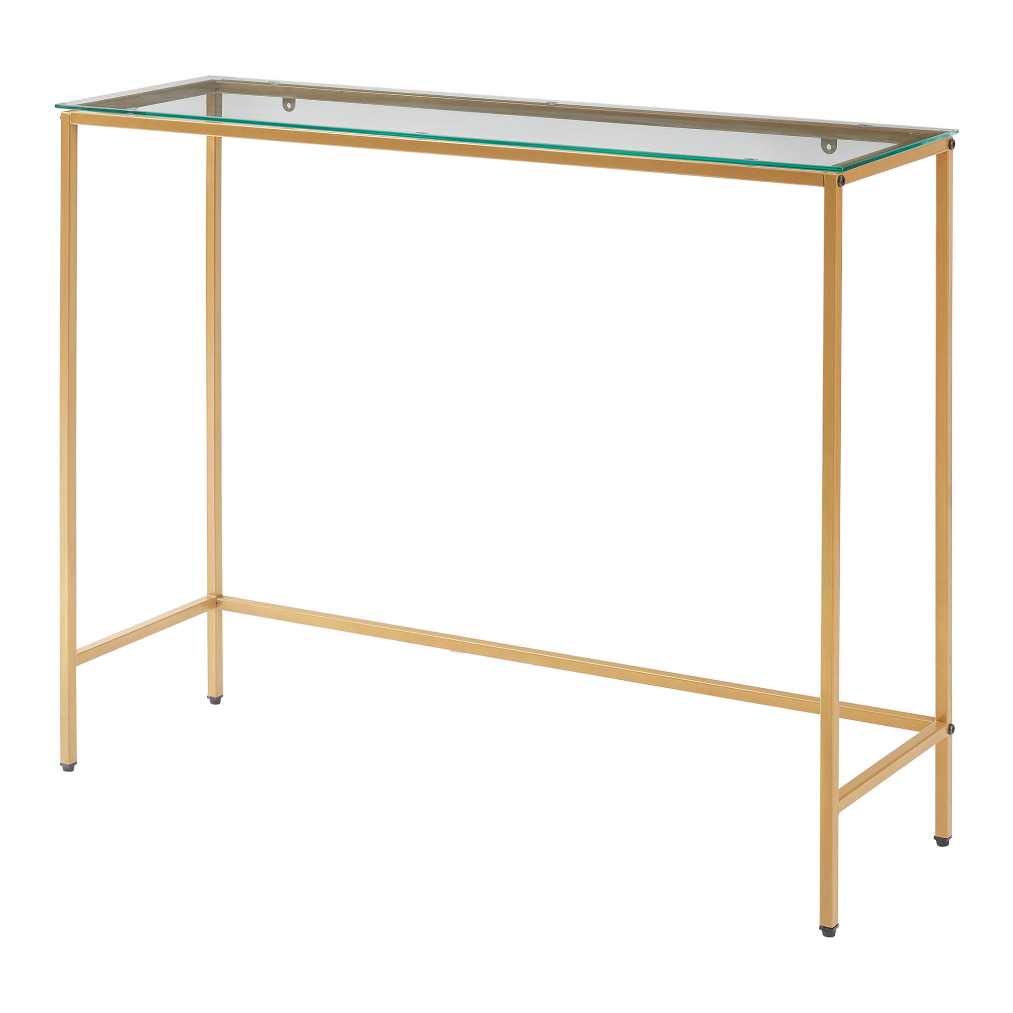 KONSOLENTISCH Kronoby - Transparent/Goldfarben, Glas/Metall (30/100/80cm) - [en.casa]
