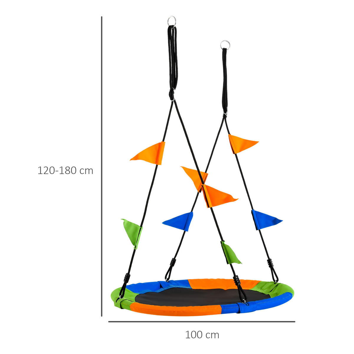 TRAMPOLIN DE-17953 Ø 100 cm mit bunten Flaggen Mehrfarbig - Multicolor, Textil (100/100cm) - ComfortXL