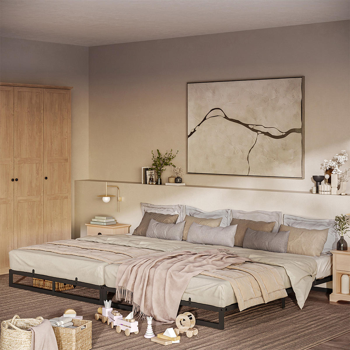 FAMILIENBETT Lenora, Schwarz, 280x200 - Schwarz, Metall - VitaliSpa
