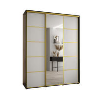 SCHWEBETÜRENSCHRANK 235,2/190/60 3-türig - Goldfarben/Schwarz, Holz/Metall (190/235/60cm) - Abiks Möbel