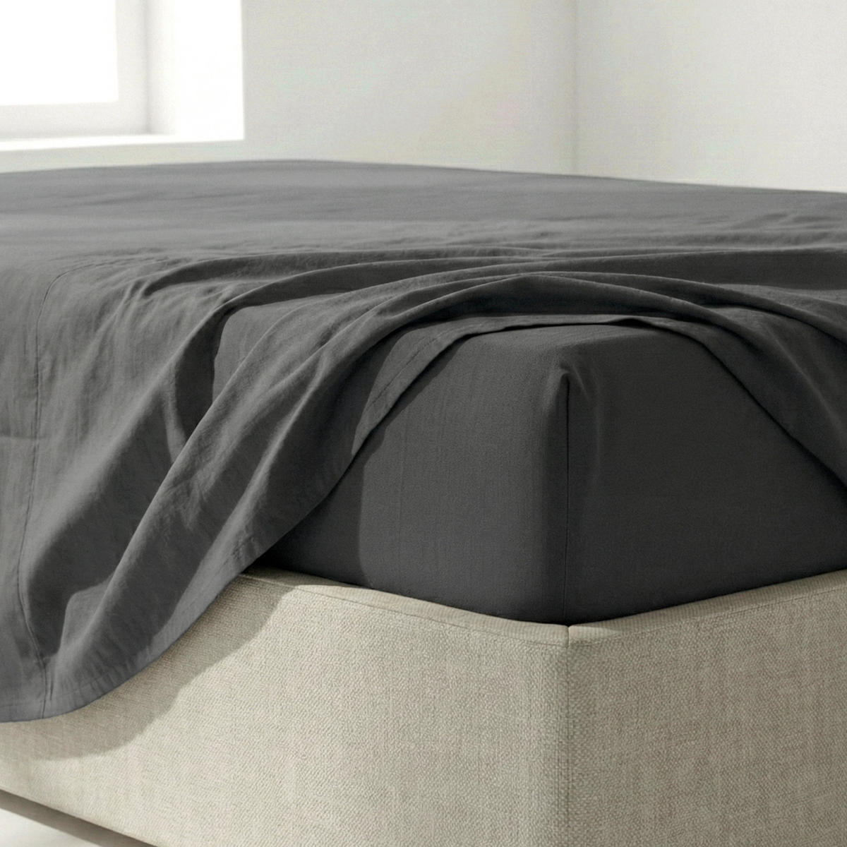 SPANNBETTTUCH basic 105x200x32 cm stein - Pinienfarben, Textil (105/200cm) - Happy Friday