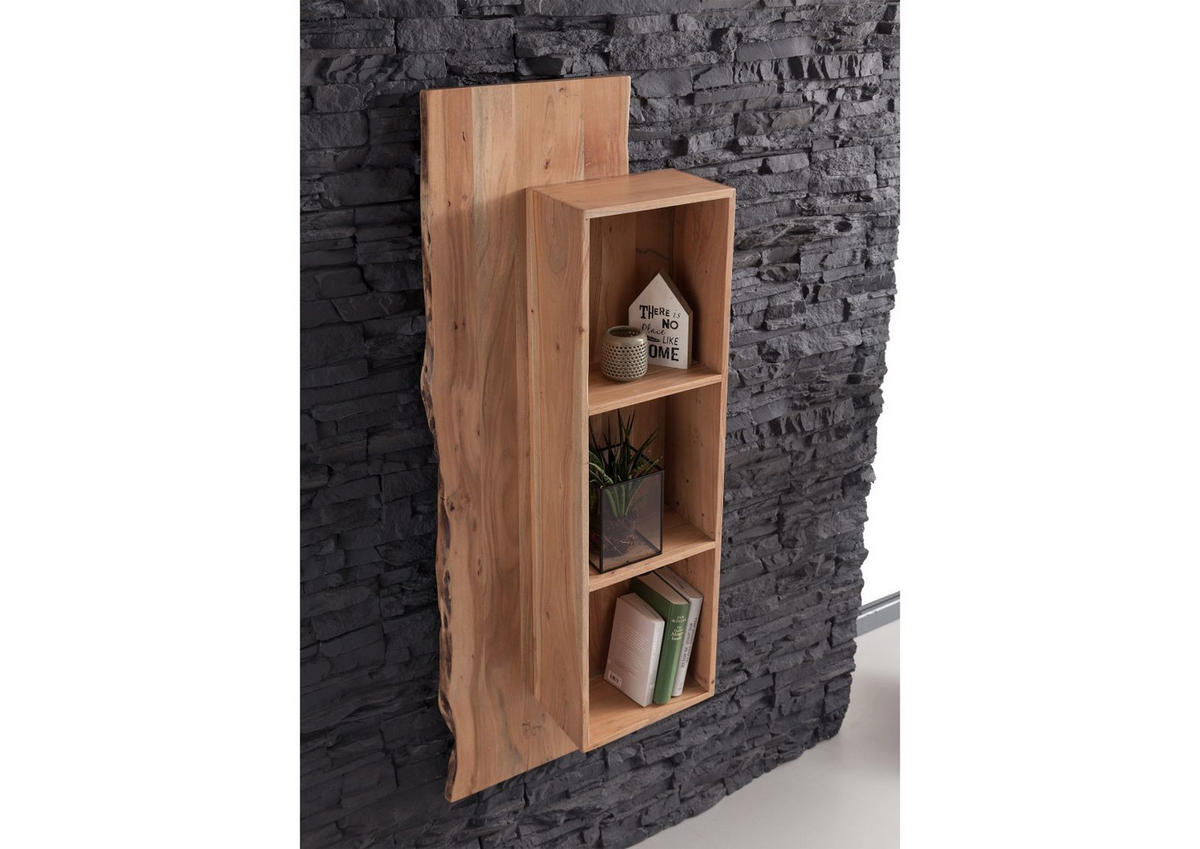 WANDREGAL Akazie 50x22x147 natur lackiert PURE ACACIA #101 - Naturfarben, Holz (50/147/22cm) - Massivmoebel24