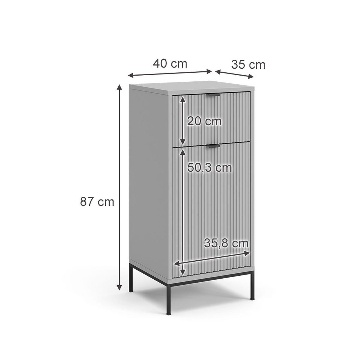 BADSCHRANK Eliza Grau 40 x 87 cm mit Tür und Schublade - Grau, Holzwerkstoff (40/87/35cm) - Vicco