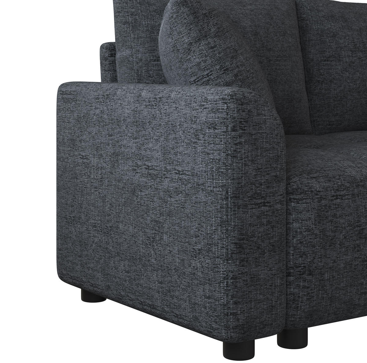 ECKSOFA 204/127/82,5 cm grau aus Chenille mit Chaiselongue - Grau, Textil (127/204cm) - OKWISH