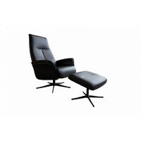 RELAXSESSEL-SET JOSIANE Schwarz Leder Relaxfunktion - Schwarz, Leder/Metall (78/107/87cm) - KAWOLA