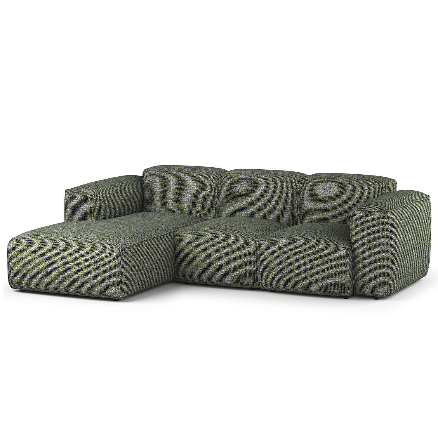 3-SITZER ECKSOFA mit Longchair - Schwarz/Grün, Kunststoff/Textil (251/173cm) - home24