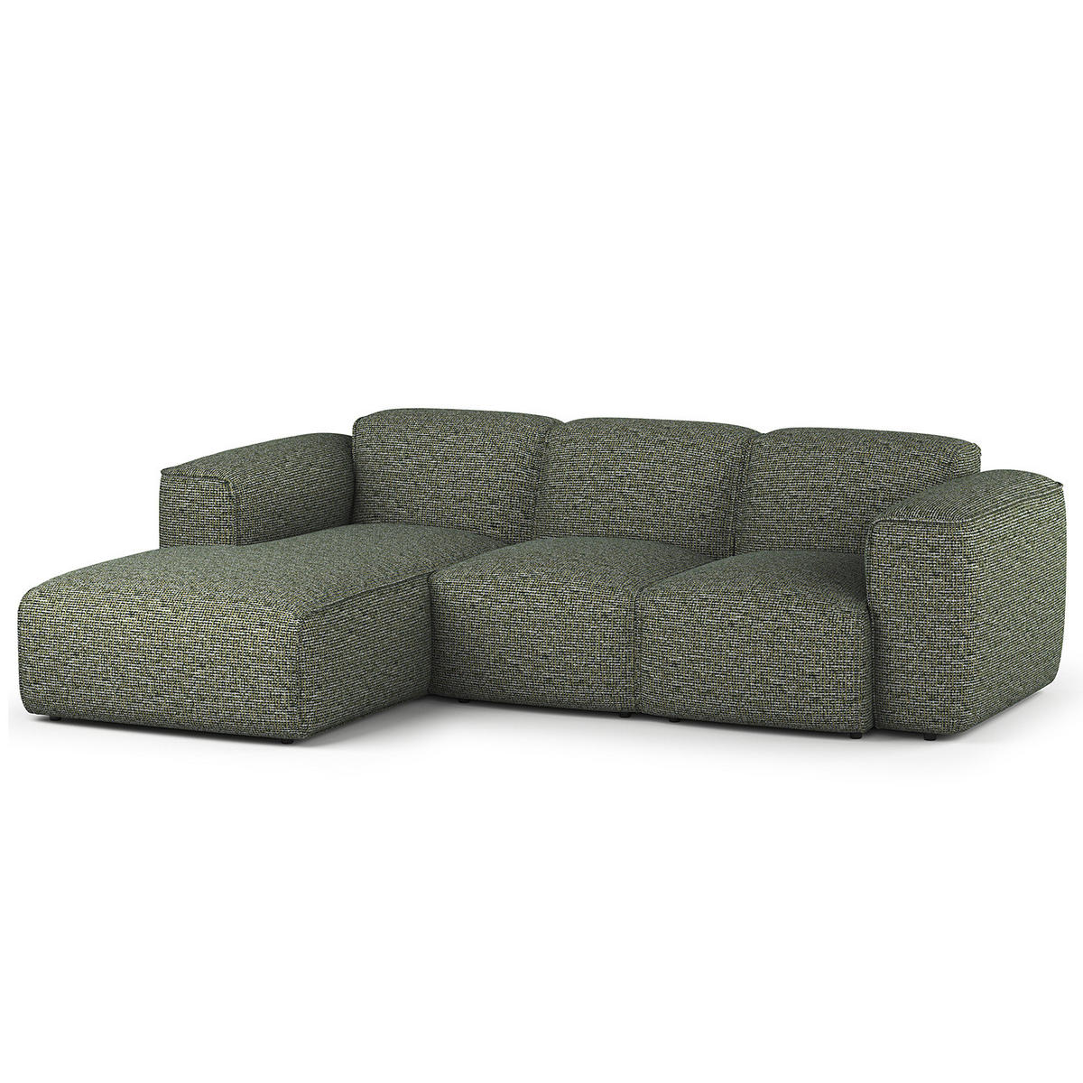 3-SITZER ECKSOFA mit Longchair - Schwarz/Grün, Kunststoff/Textil (251/173cm) - home24