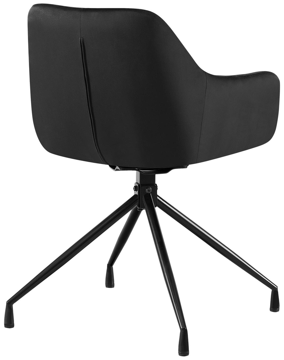 ARMLEHNENSTUHL 2er Set Samt Schwarz - Schwarz, Textil/Metall (58/81/58cm) - CLP