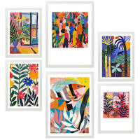 POSTER Set Mit 6 Gelbe & Rote Töne Von Matisse Kräftige Farben A3 & A4 Weißer Rahmen - Weiß, Papier (29/3cm) - Nacnic