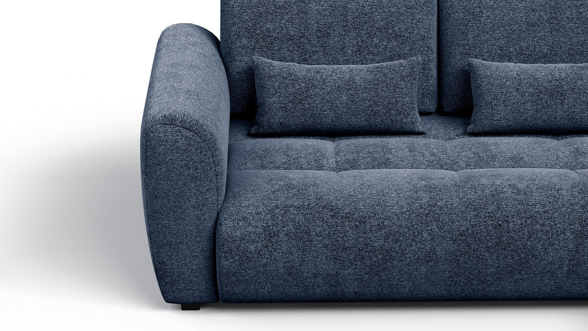 ECKSOFA SORENO 4-Sitzer, dunkelblau - Schwarz/Dunkelblau, Holz/Textil (293/171cm) - Courtois Laville