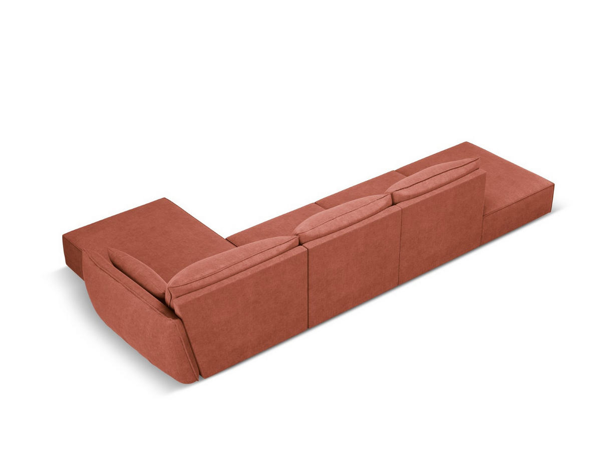 ECKSOFA rechts Kaelle aus Chenille-Stoff terrakotta 5 Sitzplätze - Terra cotta, Textil (171/364cm) - Micadoni