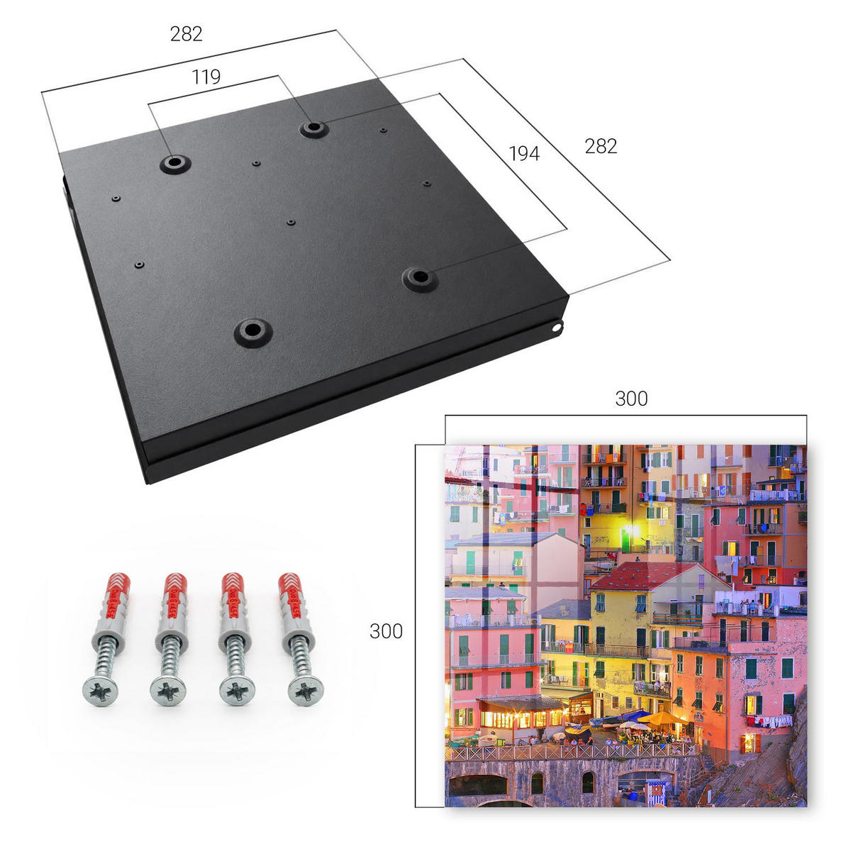 SCHLÜSSELBOX Schwarz 30x30 cm- Türöffnung nach rechts - Farben der Stadt - Gelb, Metall (30/30/5cm) - TULUP