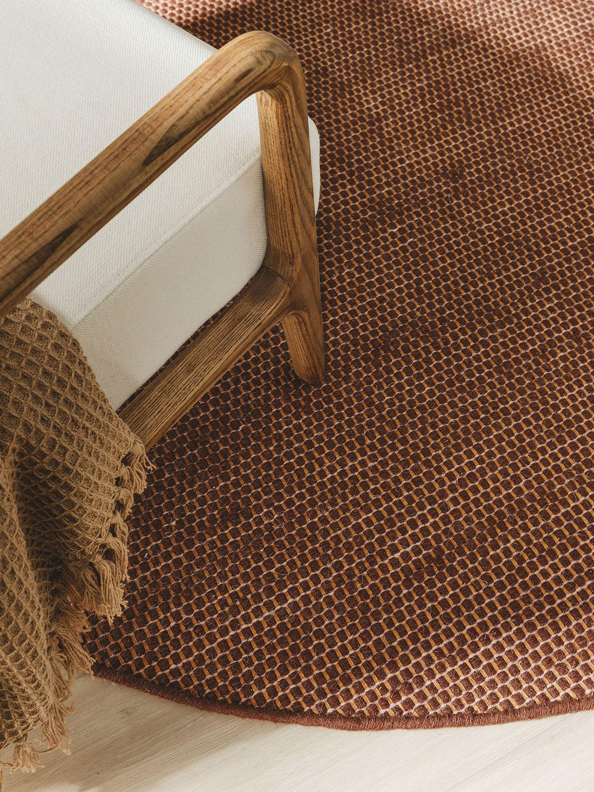 WOLLTEPPICH rund Rocco Braun ø 150 cm rund - Braun, Textil (150/150cm) - benuta Pure