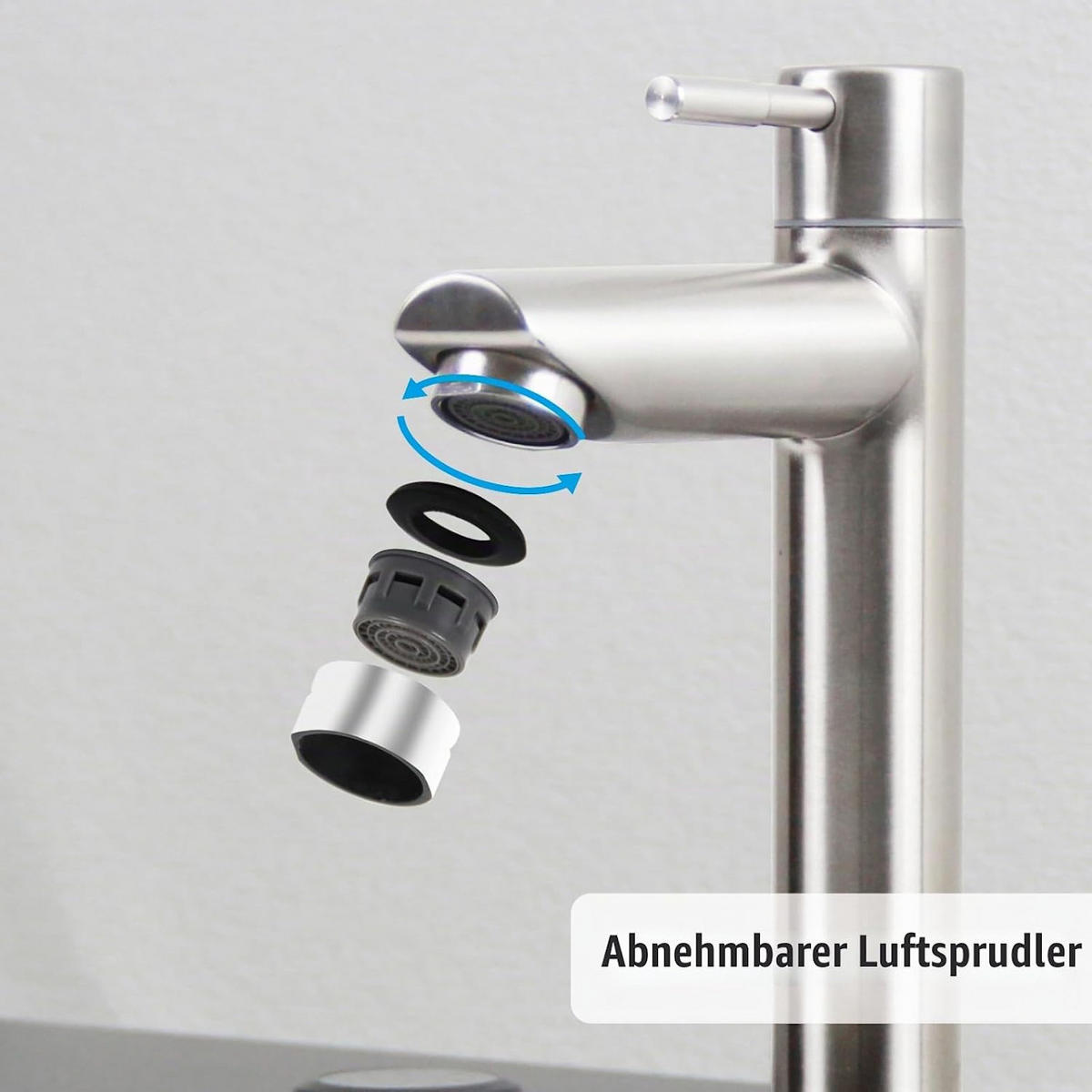 BADEZIMMERARMATUR, 140 x 305 mm, mit 60 cm Schlauch，Silberner - Silberfarben, Metall (33/6/17cm) - Vallsero
