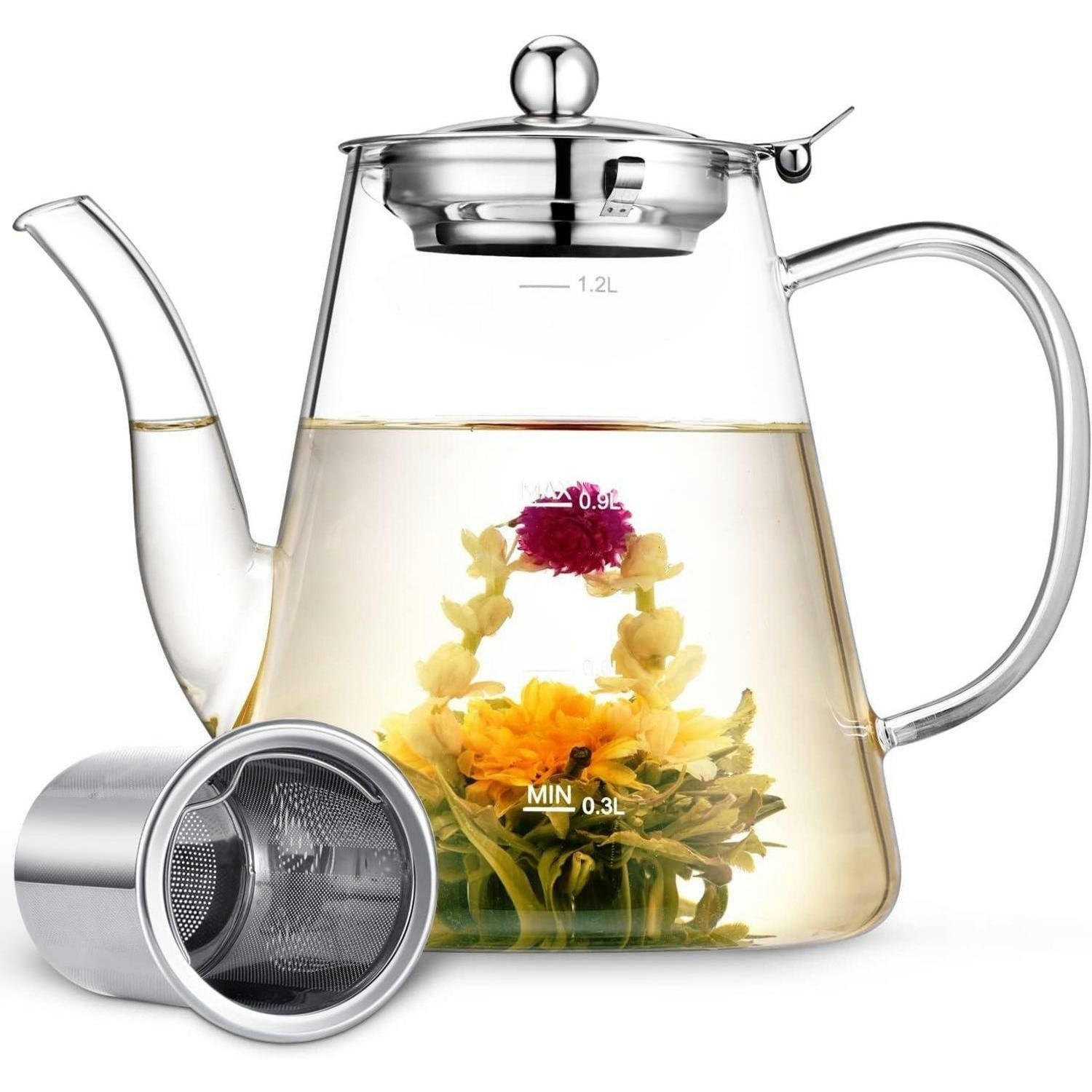 TEEKANNE Glas 1200ml mit Siebaufsatz - Transparent, Glas (13.5/13.5cm)