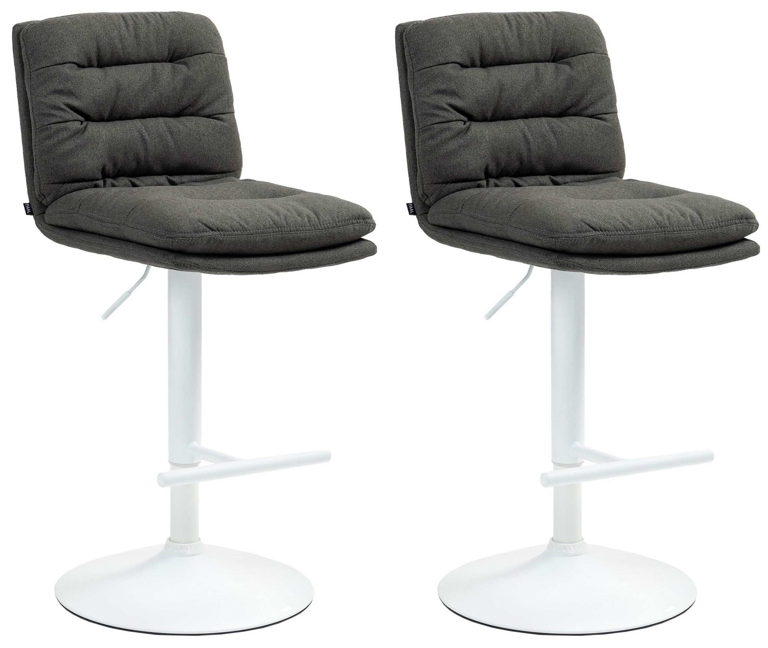 BARHOCKER 2er Set Diamant Stoff weiß dunkelgrau - Dunkelgrau/Weiß, Textil/Metall (42/116/56cm) - TPFLiving