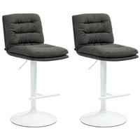 BARHOCKER 2er Set Diamant Stoff weiß dunkelgrau - Dunkelgrau/Weiß, Textil/Metall (42/116/56cm) - TPFLiving