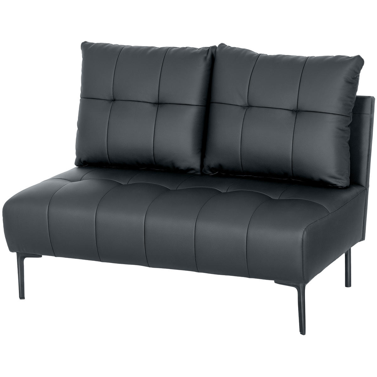 SOFA, 2-Sitzer, Kunstleder, knopfgesteppt, schwarz, 115x73x83cm - Multicolor, Holzwerkstoff (115/83/73cm) - FORIOUS