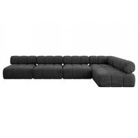 ECKSOFA modulares Sofa Samaro-L3 - 380x190x70 cm Schwarz Velours - Schwarz, Holzwerkstoff/Textil (380/190cm) - ALTDECOR