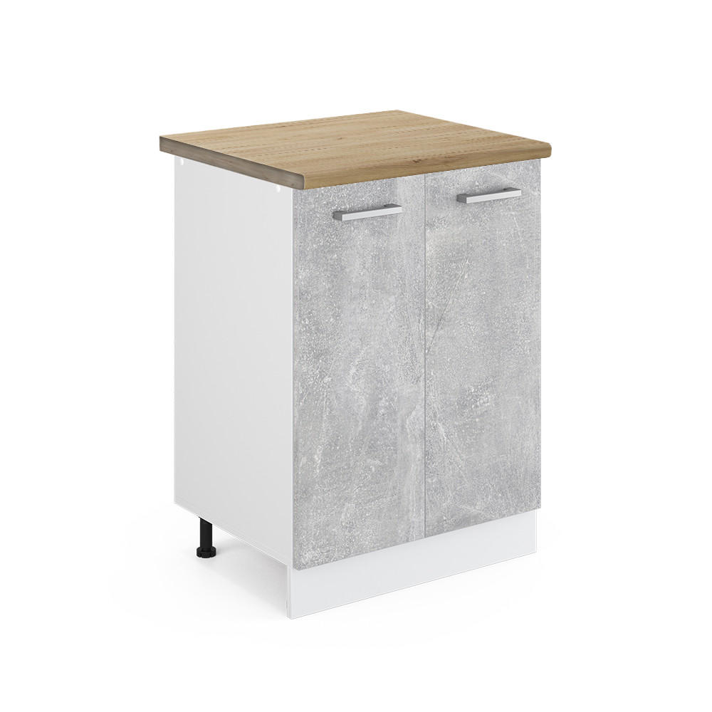 KÜCHENUNTERSCHRANK R-Line Beton 60 cm, AP Eiche - Schieferfarben/Weiß, Holzwerkstoff (60/81.6/60cm) - Vicco