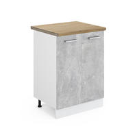 KÜCHENUNTERSCHRANK R-Line Beton 60 cm, AP Eiche - Schieferfarben/Weiß, Holzwerkstoff (60/81.6/60cm) - Vicco