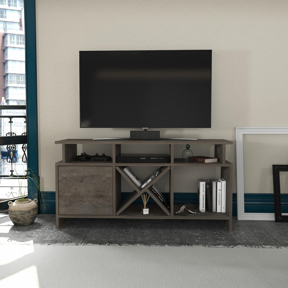 TV-ELEMENT Auburn Wenge - Graubraun, Holzwerkstoff (120/60.6/29.6cm)