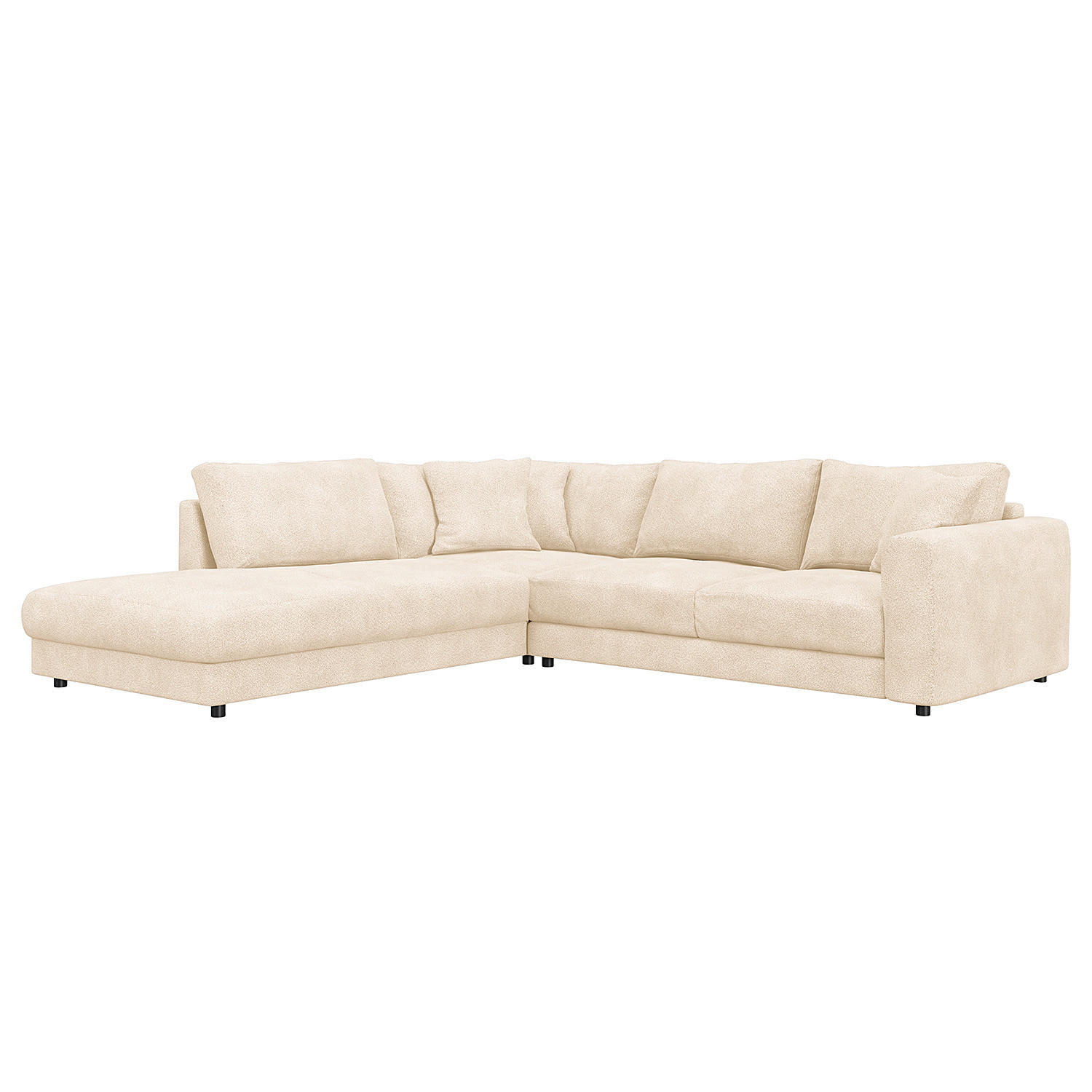 ECKSOFA mit Ottomane - Beige/Schwarz, Holz/Kunststoff (267/254cm) - home24