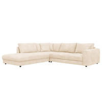 ECKSOFA mit Ottomane - Beige/Schwarz, Holz/Kunststoff (267/254cm) - home24