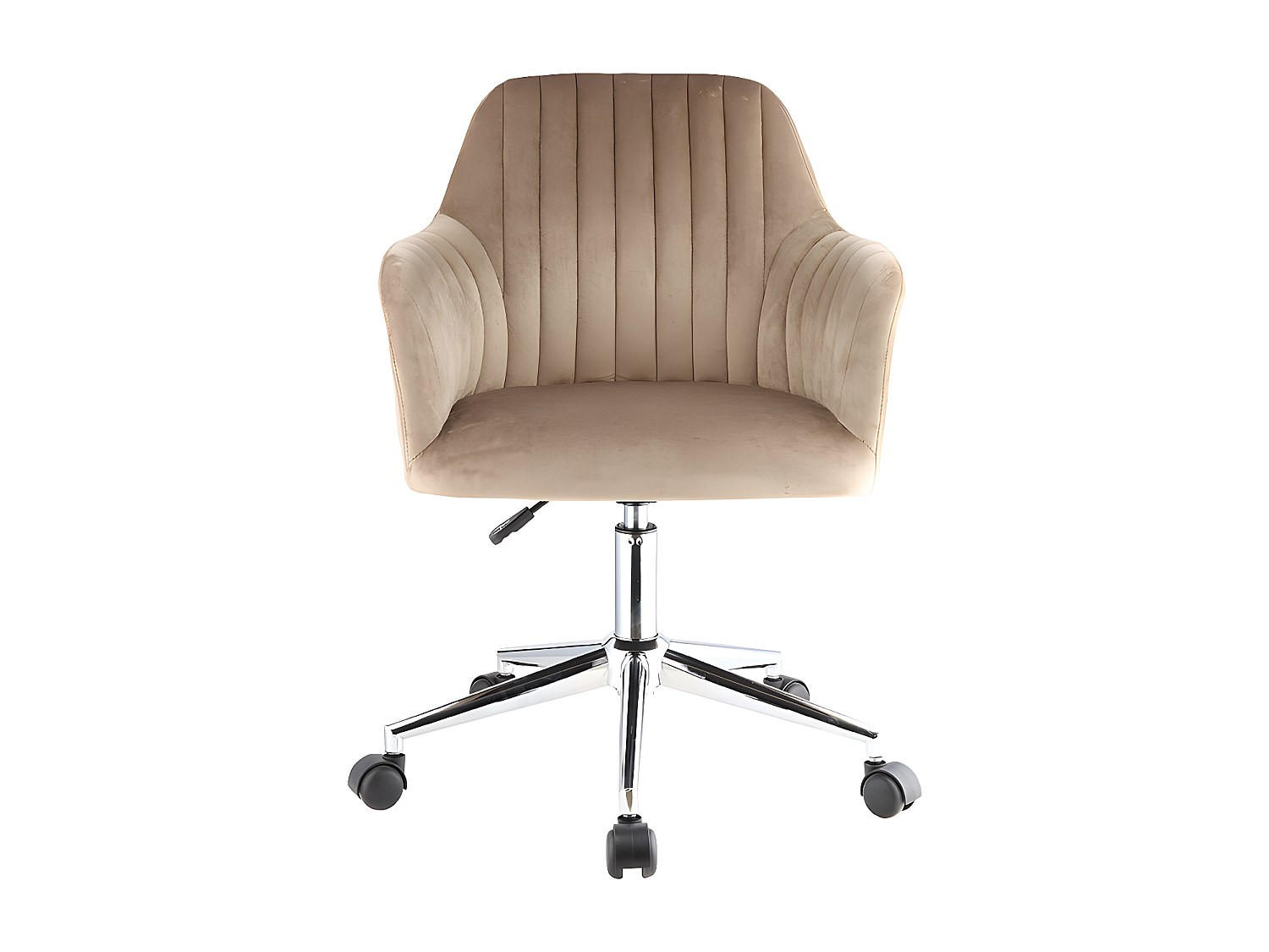 BÜROSTUHL ohne Armlehnen - 59 cmcm x 61.5 cmcm - Samt, Stoff - Beige - ELEANA - Chromfarben/Beige, Textil (59/89/61.5cm) - Vente-Unique