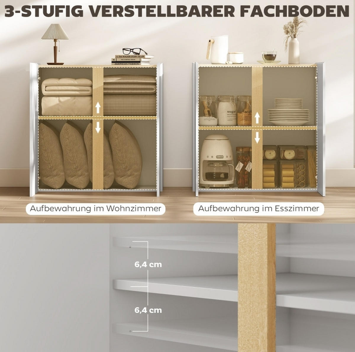 SIDEBOARD 80/40/80 cm mit Soft-Close-Türen und verstellbarem Regal, Weiß - Weiß, Holz (80/80/40cm) - Redom