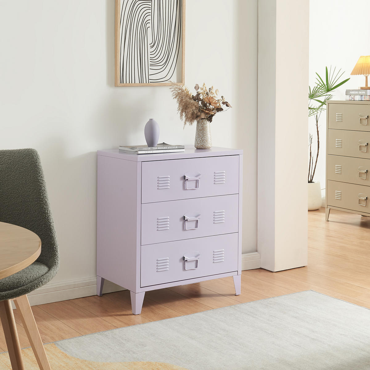 METALLSCHRANK Hämeenlinna - Lila, Metall (60/72/40cm) - [en.casa]