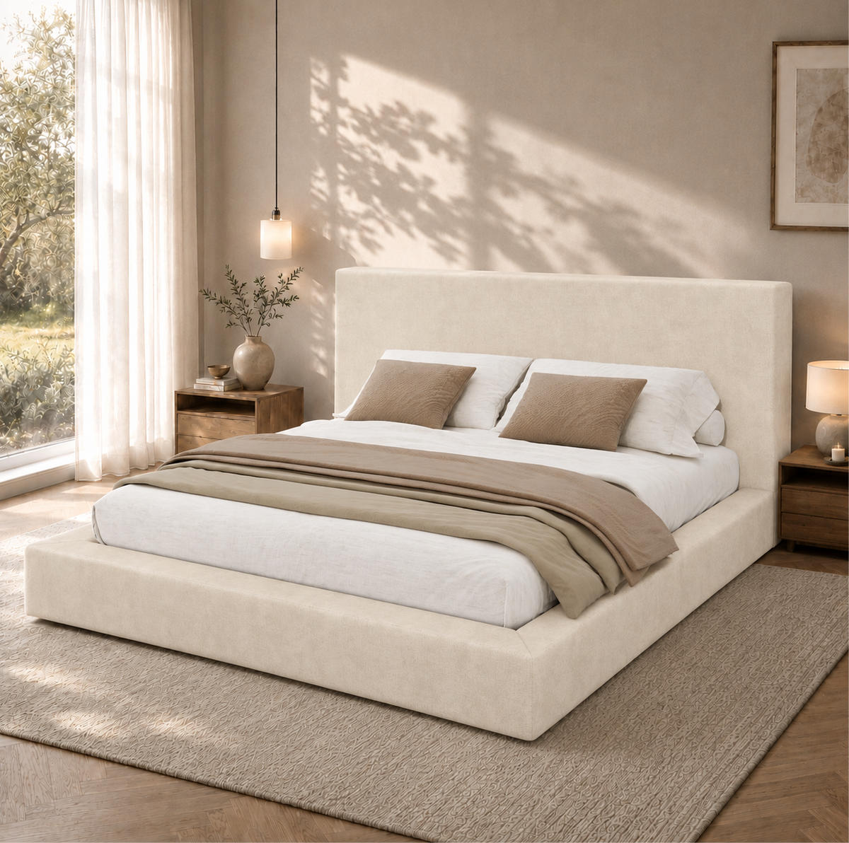 POLSTERBETT mit Chenille-Bezug 160x200 cm Beige inklusive Lattenrost - Beige, Textil (160/200cm) - Modfu