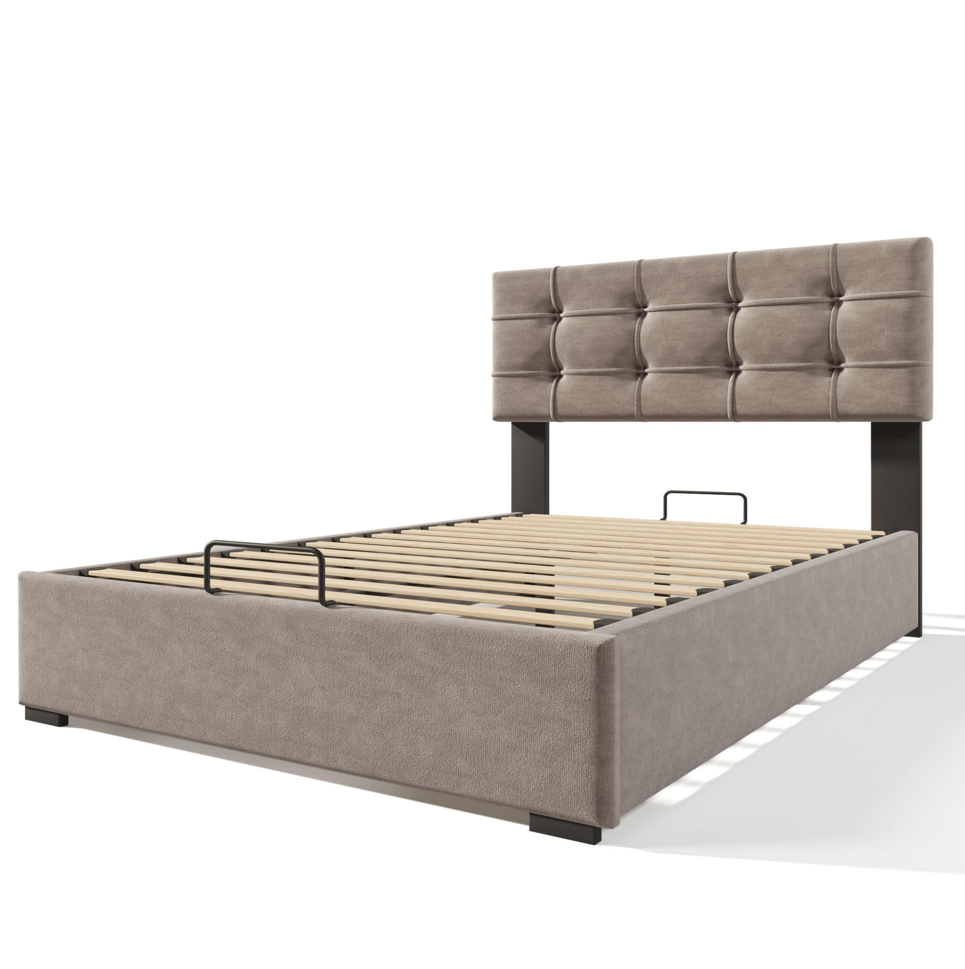 POLSTERBETT 90/200 cm Hellgrau aus Samt mit Bettkasten - Hellgrau, Textil (90/200cm) - OKMYHOME