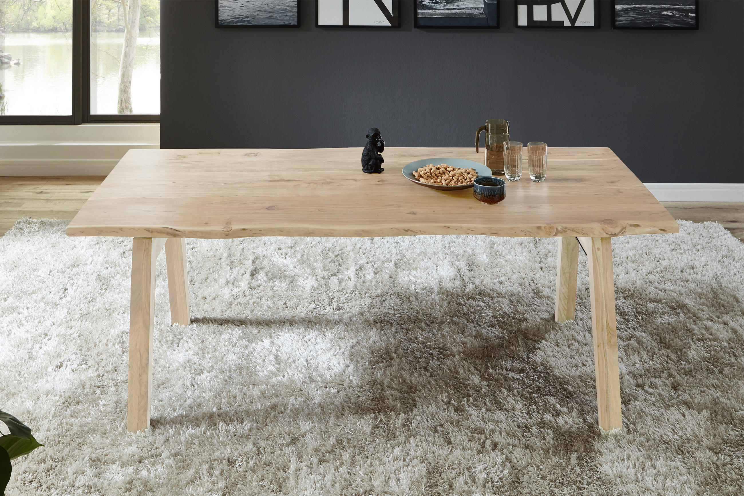 Thumbnail - SAM Esstisch, Beige, Holz, Echtholz,Akazie, Rechteckig,Rechteckig, A-Form, 160x77x85 cm, Esszimmer, Tische, Esstische