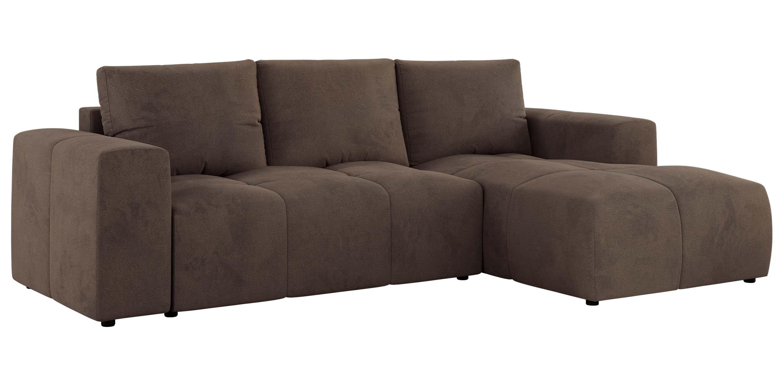 ECKSOFA MONIVA Braun Velvet - Rechts - Schwarz/Braun, Textil (266/164cm) - MKS