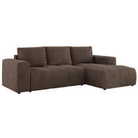 ECKSOFA MONIVA Braun Velvet - Rechts - Schwarz/Braun, Textil (266/164cm) - MKS