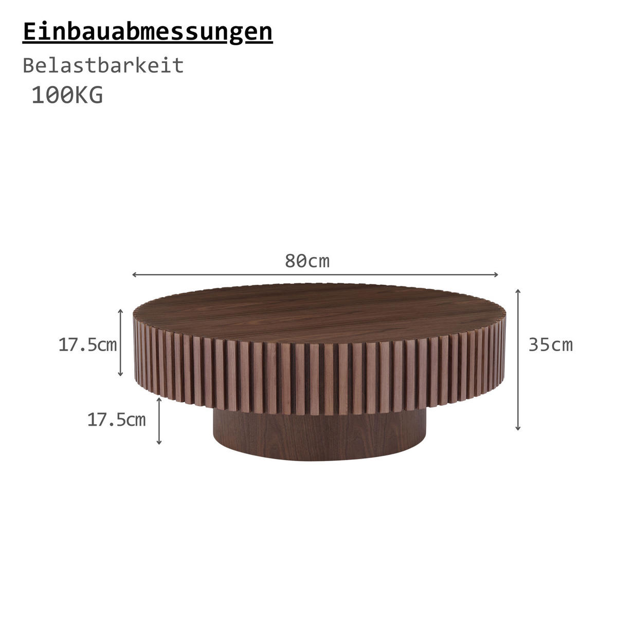 COUCHTISCH 80/80/35 cm walnuss aus MDF mit Rillenrand - Walnussfarben, Holzwerkstoff (80/80/35cm) - OKWISH