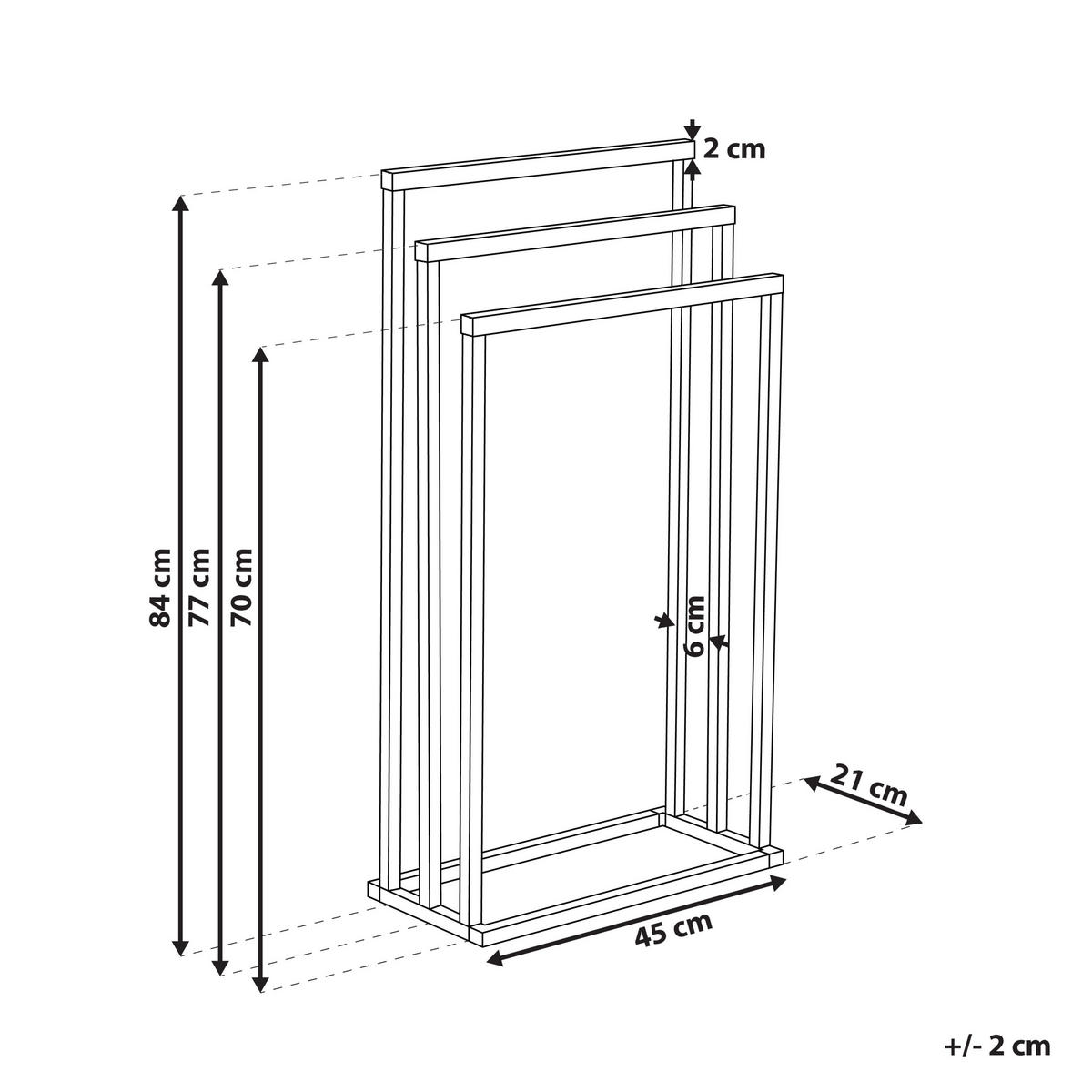HANDTUCHSTÄNDER schwarz 45 x 84 cm 3 Arme Charras - Schwarz, Metall (45/84/21cm) - Beliani