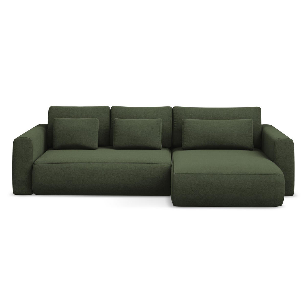 ECKSOFA mit Schlaffunktion Strukturstoff Stoff Grün - Schwarz/Olivgrün, Kunststoff/Textil (278/149cm) - LaMiaSofa
