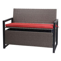 POLY-RATTAN 2ER SITZBANK Grau, Rot - Rot/Grau, Kunststoff (117/84/57cm) - MCW
