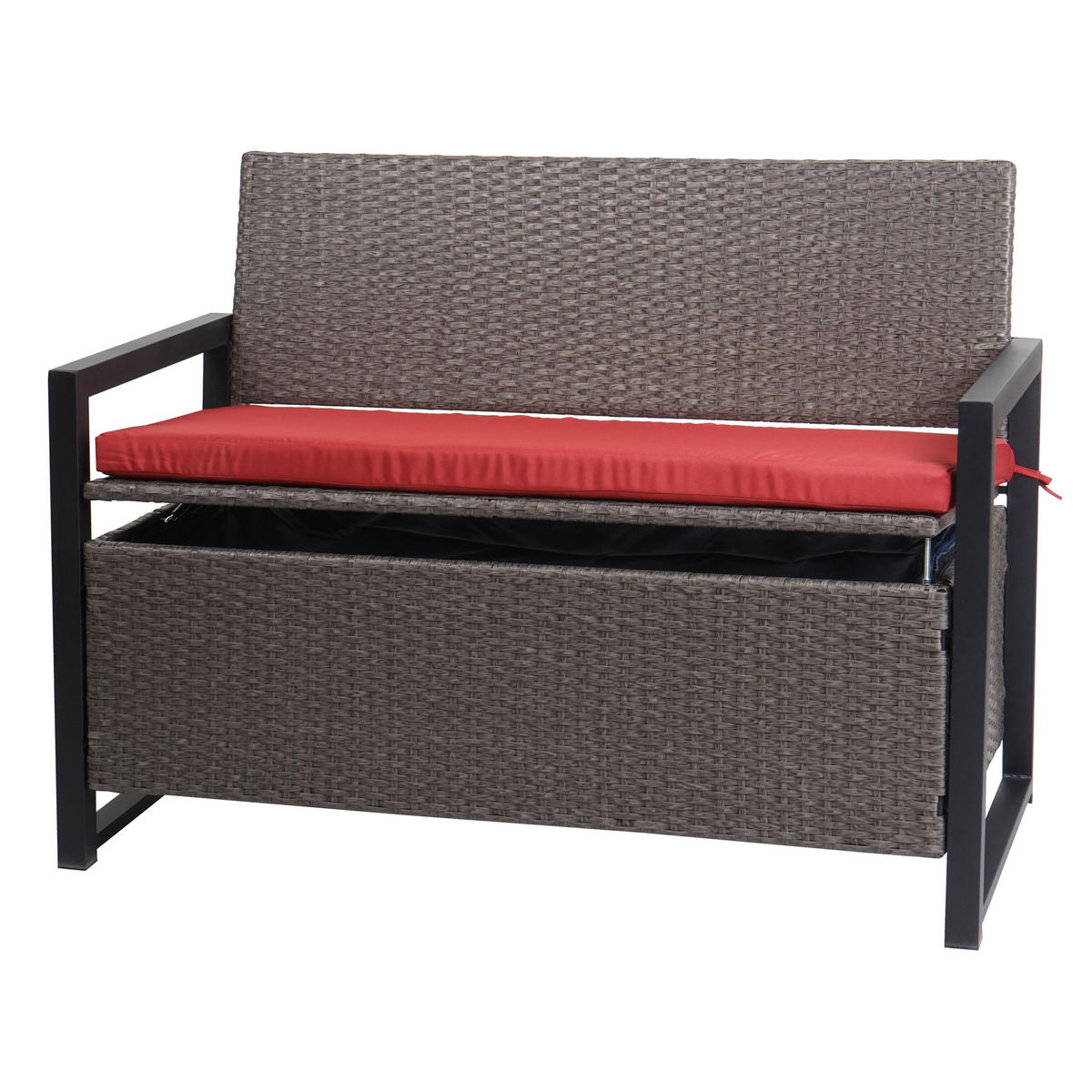 POLY-RATTAN 2ER SITZBANK Grau, Rot - Rot/Grau, Kunststoff (117/84/57cm) - MCW