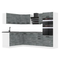 KÜCHE L-Form MELANIE, ohne Arbeitsplatten, Glamour Wood - Grau, Holz (360/204/60cm) - B BELINI GROUP