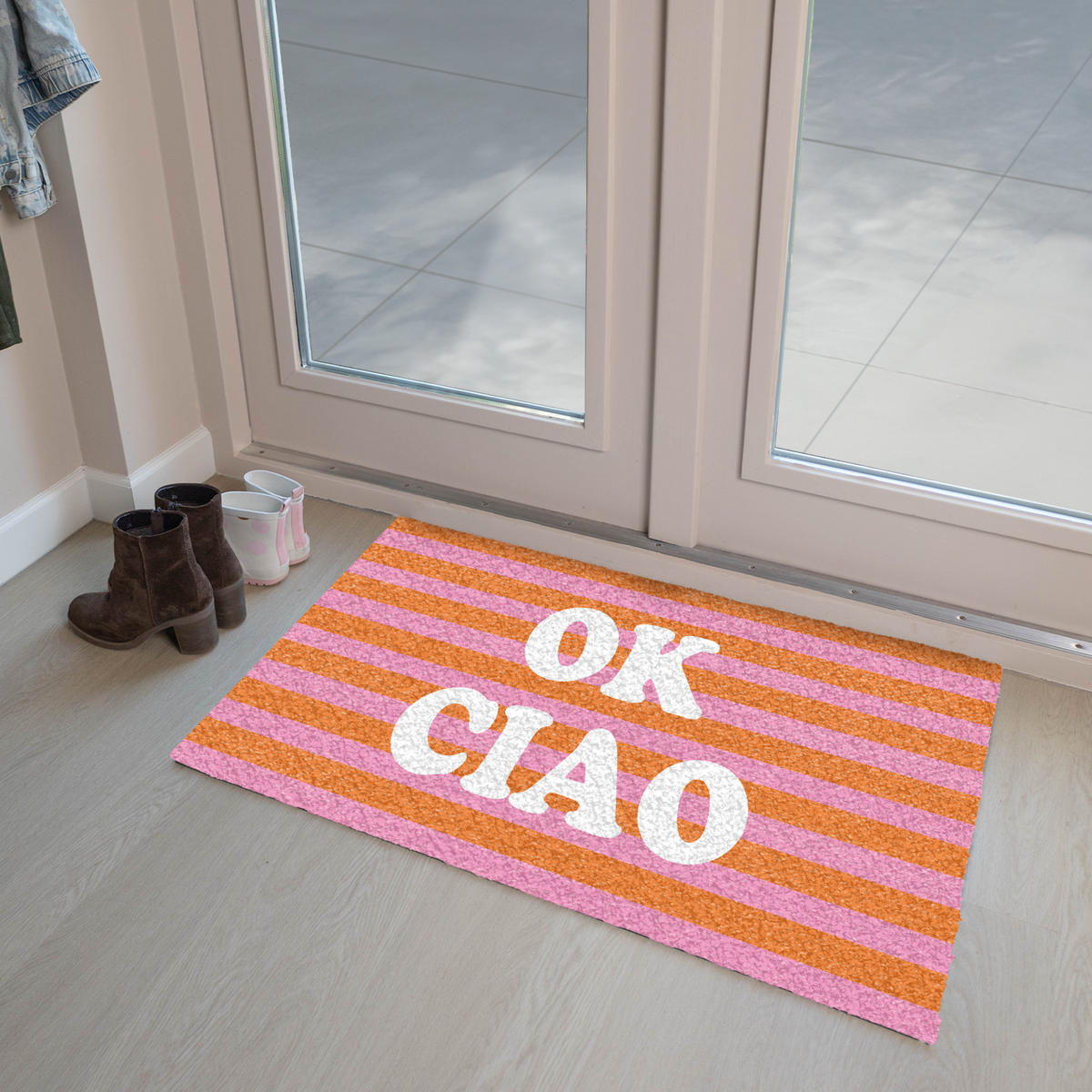 ROHOŽKA Ciao - Citát - Pruhy 90x60 cm - oranžová, plast (90/60cm) - MuchoWow
