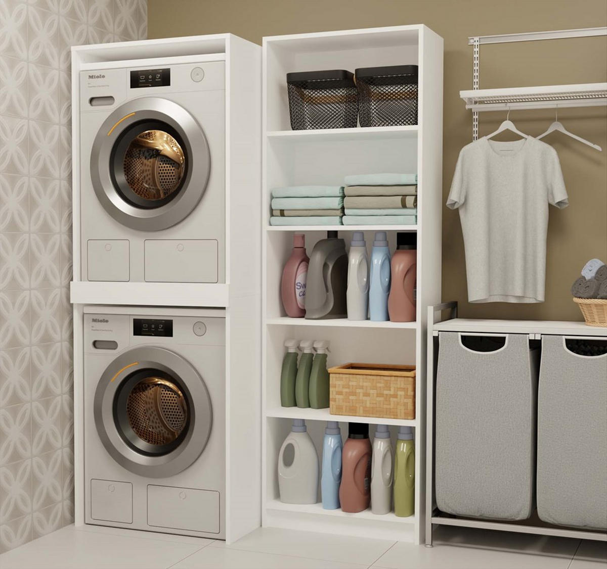 WASCHMASCHINENUMBAUSCHRANK C1 Weiß 64/180/64 - Weiß, Holzwerkstoff (64/180/64cm) - RAUMHIRSCH FURNITURE