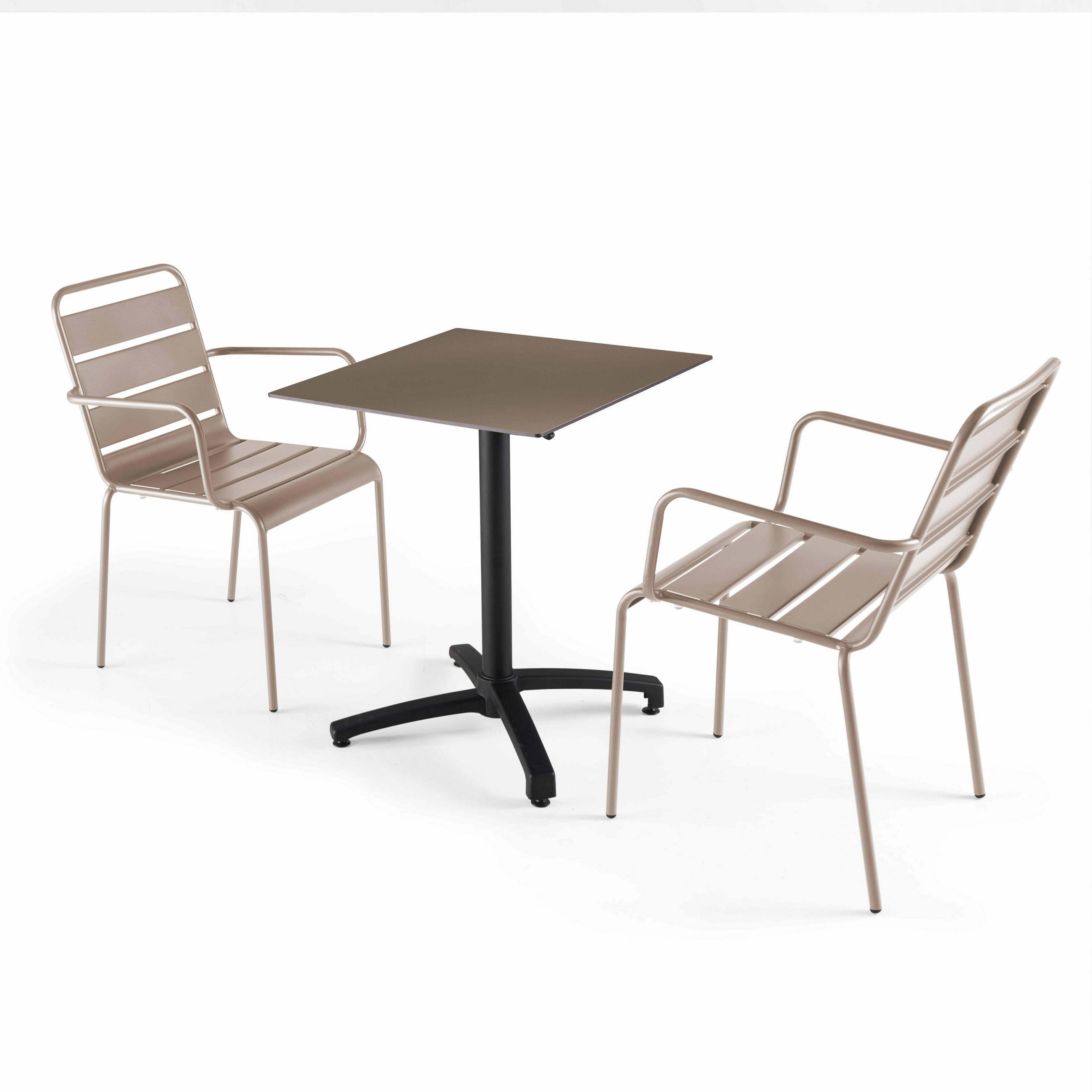 GARTENSET 3-tlg., Taupe - Taupe, Metall - Oviala
