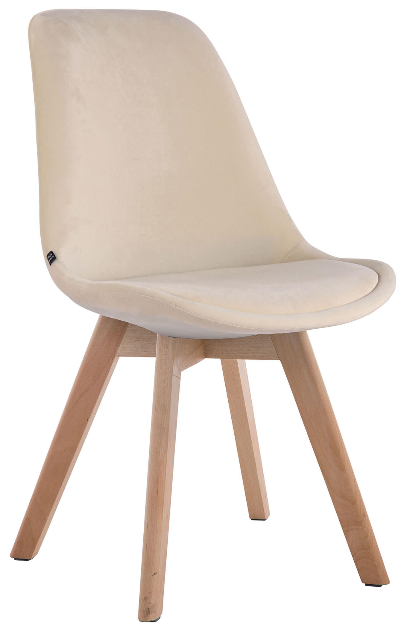 STUHL Samt Creme - Eukalyptusholzfarben/Creme, Holz/Textil (48/84/55cm) - CLP