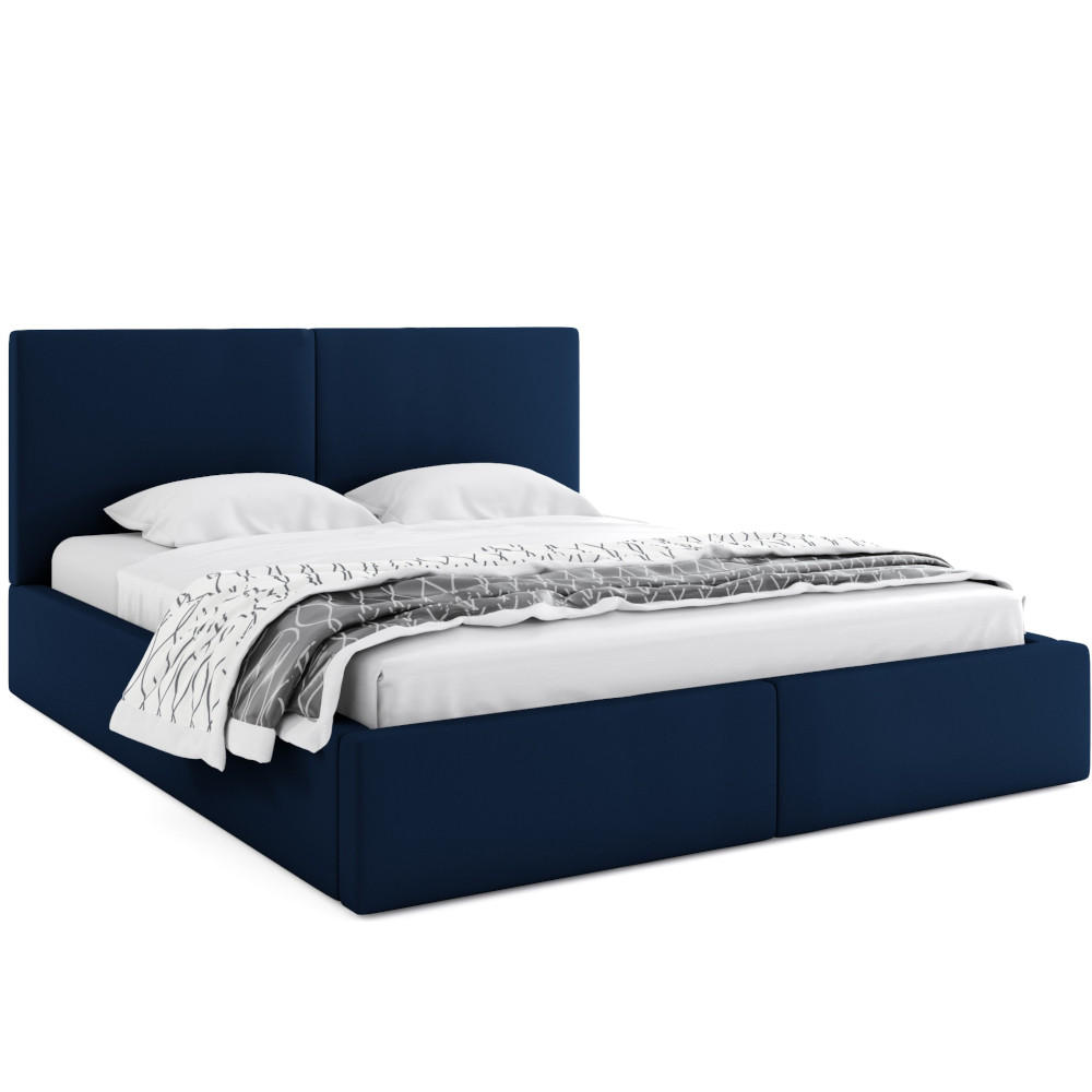 POLSTERBETT Hilton 120x200cm Dunkelblau mit Stauraum - Dunkelblau, Textil/Metall (120/200cm) - Interbeds