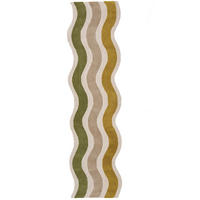 LÄUFER handgetuftet MONNOW, in Erdtöne-Grün, Wellenstreifen, 80 x 300 cm - Grün, Textil (80/300cm) - KADIMA DESIGN