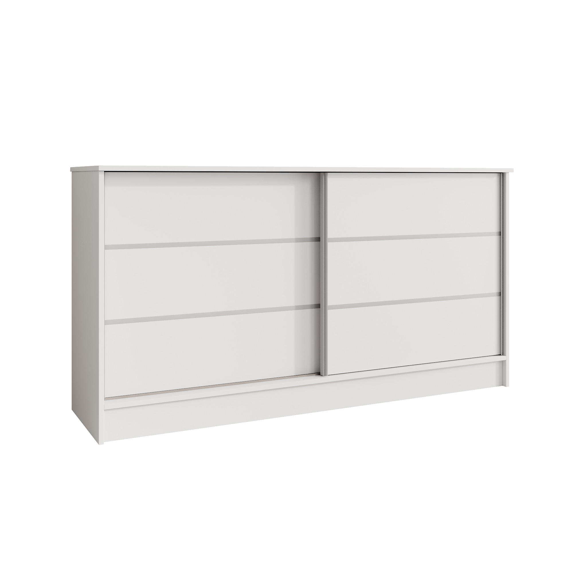 KOMMODE Mirela mit 2 Schiebetüren 160 cm, Weiß - Weiß, Holzwerkstoff (161/85/43.5cm) - Beautysofa